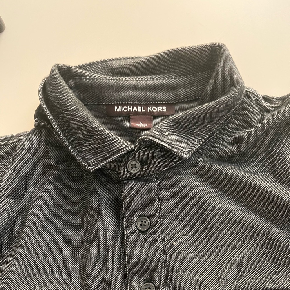Michael Kors Charcoal Button-Up Polo